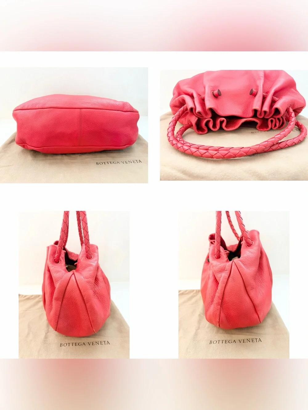 Auth BOTTEGA VENETA Coral Medium Hobo Intreciatto Leather Bag